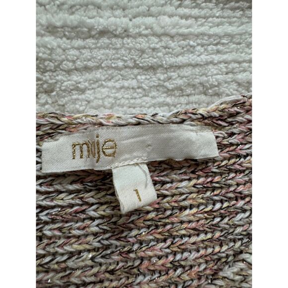 Maje knit, cropped sweater, pink with metallic thread, size 1 - Picture 2 of 5
